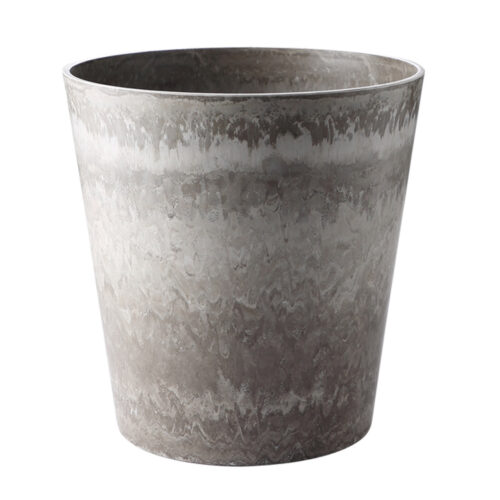 37cm Rock Grey Round Resin Tapered Plant Flower Pot in Cement Pattern Planter Cachepot