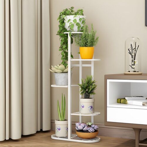 7 Tier 8 Pots White Metal Plant Rack Flowerpot Storage Display Stand Holder Decor - Image 3