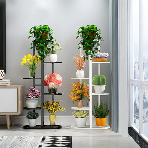 7 Tier 8 Pots White Metal Plant Rack Flowerpot Storage Display Stand Holder Decor - Image 7