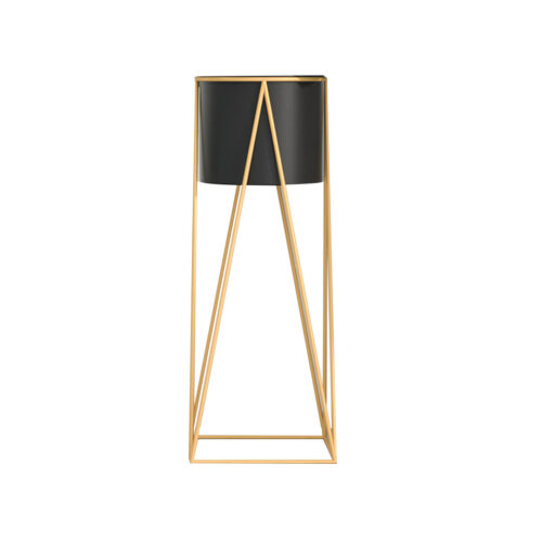 70cm Gold Metal Plant Stand with Black Flower Pot Holder Corner Shelf Rack Display