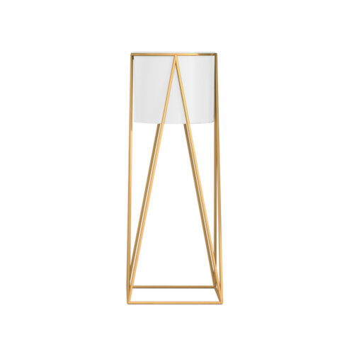 70cm Gold Metal Plant Stand with White Flower Pot Holder Corner Shelf Rack Display