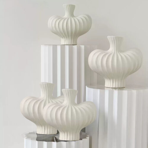 25X24cm Small Matte White Ornament Vases Countertop Porch Crafts Decor - Image 3