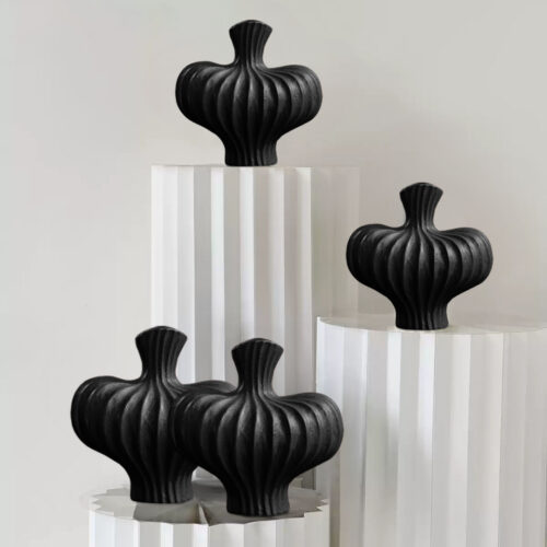 25X24cm Ornament Small Matte Black Vases Countertop Porch Crafts Decor - Image 3