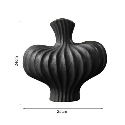 25X24cm Ornament Small Matte Black Vases Countertop Porch Crafts Decor - Image 5
