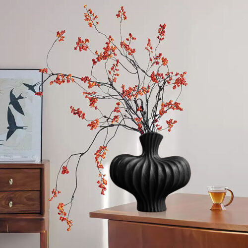 25X24cm Ornament Small Matte Black Vases Countertop Porch Crafts Decor - Image 6