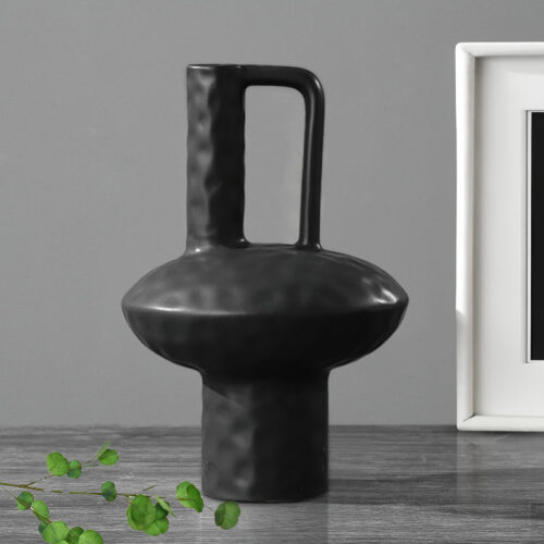 20x30cm Ornament Contemporary Black Ceramic Vase Decorative - Image 2