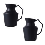 2x 23.5cmx19.5cm Ornament Black Modern Ceramic Decorative Pitcher Vase with Handle