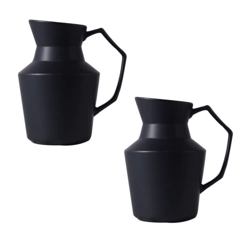 2x 23.5cmx19.5cm Ornament Black Modern Ceramic Decorative Pitcher Vase with Handle