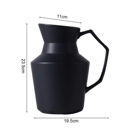 2x 23.5cmx19.5cm Ornament Black Modern Ceramic Decorative Pitcher Vase with Handle - Image 5