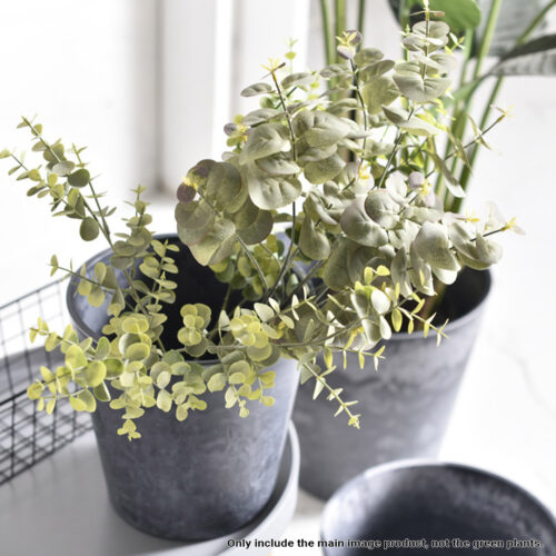 2x 27cm Weathered Grey Round Resin Plant Flower Pot in Cement Pattern Planter Cachepot - Image 4