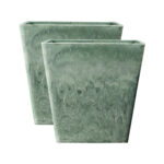 2x 27cm Green Grey Square Resin Plant Flower Pot in Cement Pattern Planter Cachepot