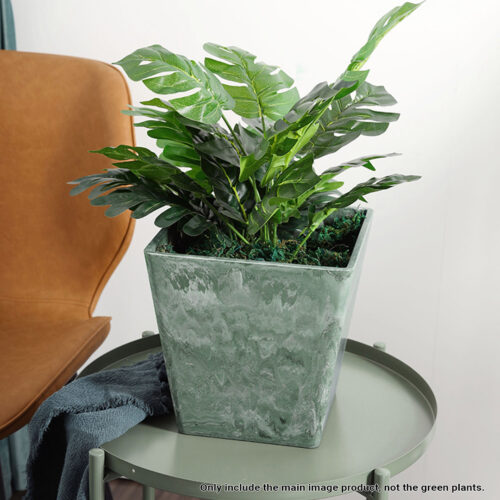 2x 27cm Green Grey Square Resin Plant Flower Pot in Cement Pattern Planter Cachepot - Image 5