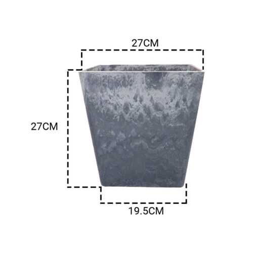 2x 27cm Weathered Grey Square Resin Plant Flower Pot in Cement Pattern Planter Cachepot - Image 2