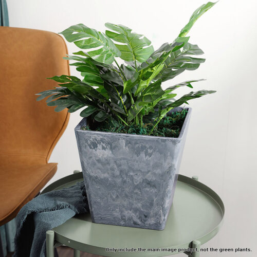 2x 27cm Weathered Grey Square Resin Plant Flower Pot in Cement Pattern Planter Cachepot - Image 5