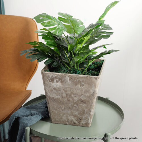 2x 27cm Sand Grey Square Resin Plant Flower Pot in Cement Pattern Planter Cachepot - Image 5