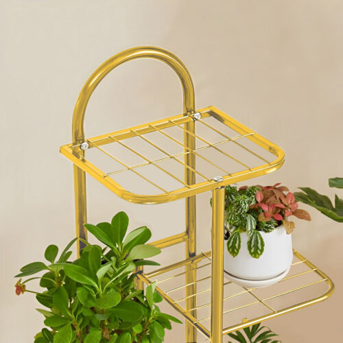8 Tier 9 Pots Gold Metal Plant Stand Flowerpot Display Shelf Rack Indoor Decor - Image 5