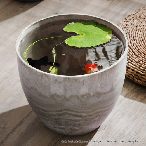 2x 27cm Rock Grey Round Resin Plant Flower Pot in Cement Pattern Planter Cachepot - Image 5