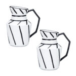 2x 23.5x19.5cm Ornament Modern Ceramic Decorative Pitcher Striped Vase with Handle with Geometric