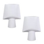 2x 21x25.5cm Small White Ornament Geometric Decor Ceramic Vase Flower Pots Decorative