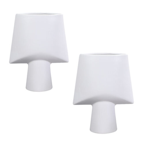 2x 21x25.5cm Small White Ornament Geometric Decor Ceramic Vase Flower Pots Decorative