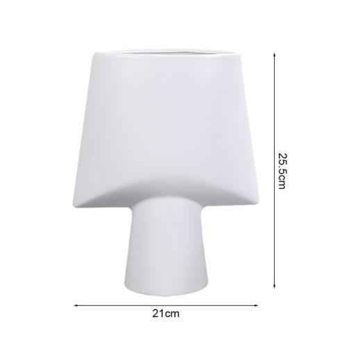 2x 21x25.5cm Small White Ornament Geometric Decor Ceramic Vase Flower Pots Decorative - Image 5