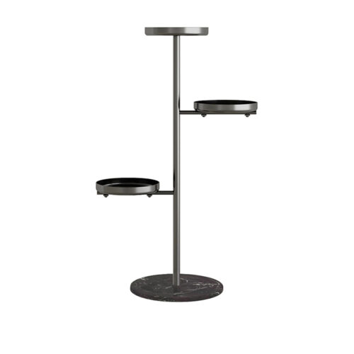 3 Tier Black Round Plant Stand Flowerpot Tray Display Metal Decorative Shelf