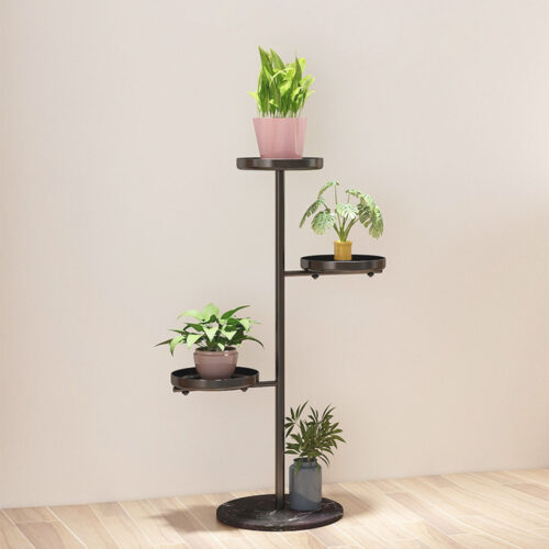 3 Tier Black Round Plant Stand Flowerpot Tray Display Metal Decorative Shelf - Image 3
