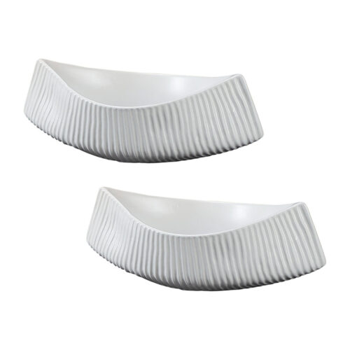 2x 37x12.5cm Ornament Boat Shaped Plate Ceramic Food Decoration Serving Tray For Kitchenware