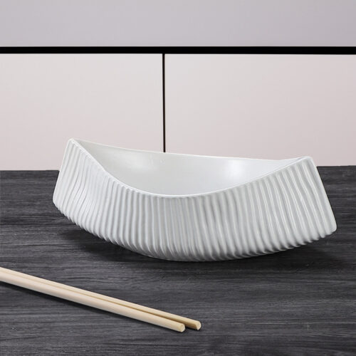 2x 37x12.5cm Ornament Boat Shaped Plate Ceramic Food Decoration Serving Tray For Kitchenware - Image 2