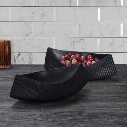 2x 37x12.5cm Ornament boat shaped plate ceramic food decoration Serving Tray For Kitchenware - Image 3
