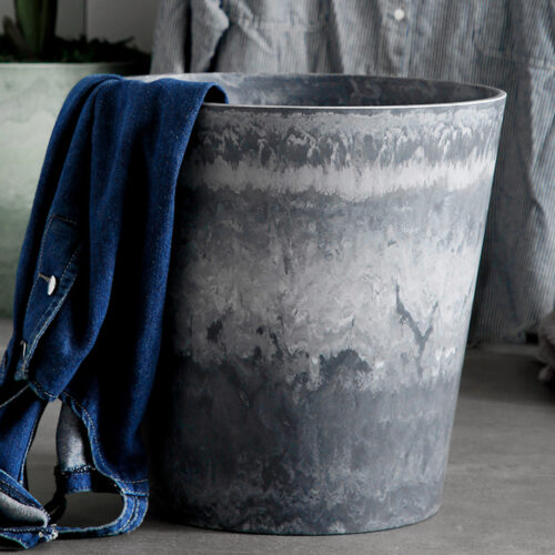 2x 32cm Weathered Grey Round Resin Plant Flower Pot in Cement Pattern Planter Cachepot - Image 5