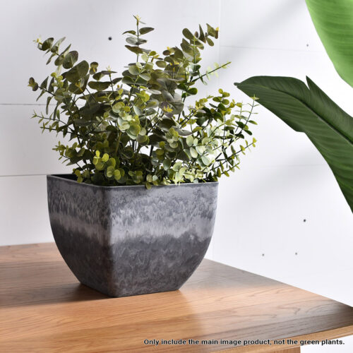 2x 32cm Weathered Grey Square Resin Plant Flower Pot in Cement Pattern Planter Cachepot - Image 4