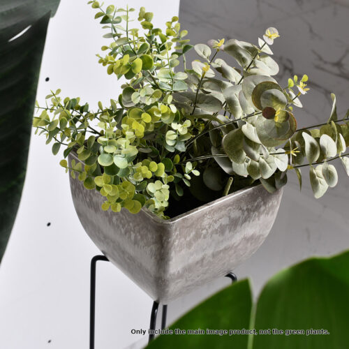 2x 32cm Rock Grey Square Resin Plant Flower Pot in Cement Pattern Planter Cachepot - Image 5