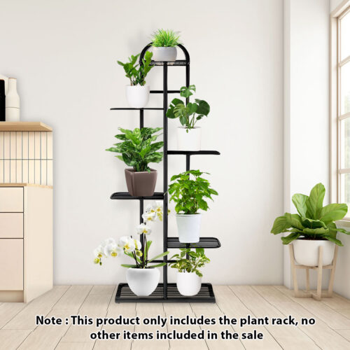 2x 6 Tier 7 Pots Black Metal Plant Stand Flowerpot Display Shelf Rack Indoor Decor - Image 3