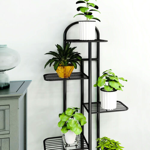 2x 6 Tier 7 Pots Black Metal Plant Stand Flowerpot Display Shelf Rack Indoor Decor - Image 7