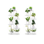 2x 6 Tier 7 Pots White Metal Plant Rack Flowerpot Storage Display Stand Holder Decor