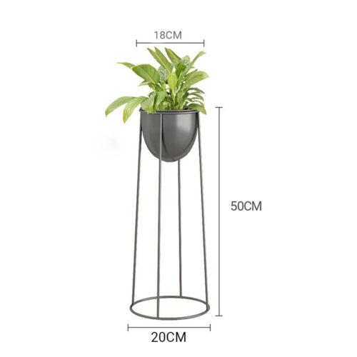 2x 50cm Round Wire Metal Flower Pot Stand with Black Flowerpot Holder Rack Display - Image 2