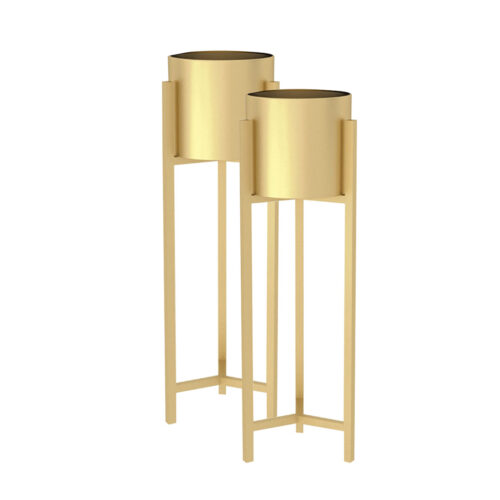 2x 75cm Gold Metal Plant Stand with Flower Pot Holder Corner Shelf Rack Display