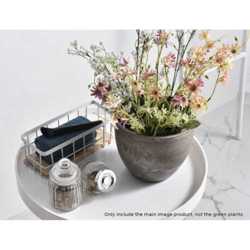 2x 32cm Rock Grey Round Resin Plant Flower Pot in Cement Pattern Planter Cachepot - Image 4