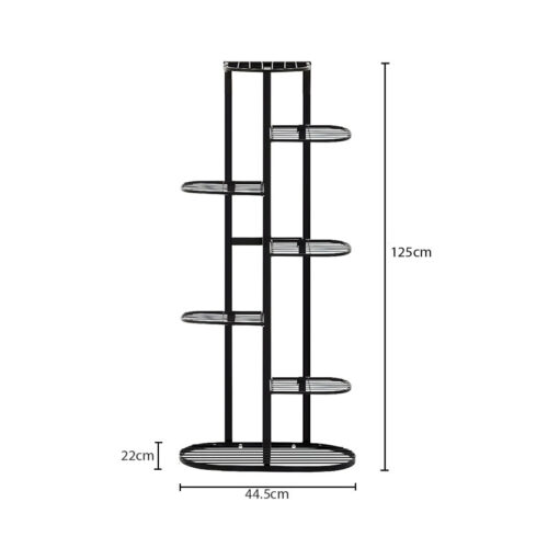 2x 7 Tier 8 Pots Black Metal Plant Rack Flowerpot Storage Display Stand Holder Decor - Image 6