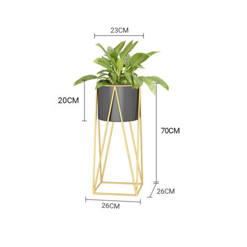 2x 70cm Gold Metal Plant Stand with Black Flower Pot Holder Corner Shelf Rack Display - Image 2