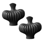 2x 25X24cm Ornament Small Matte Black Vases Countertop Porch Crafts Decor