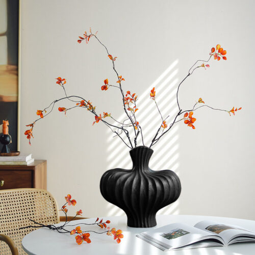2x 25X24cm Ornament Small Matte Black Vases Countertop Porch Crafts Decor - Image 4