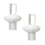 2x 20x30cm Ornament Contemporary White Ceramic Vase Decorative