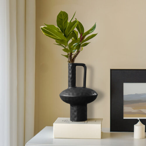2x 20x30cm Ornament Contemporary Black Ceramic Vase Decorative - Image 4