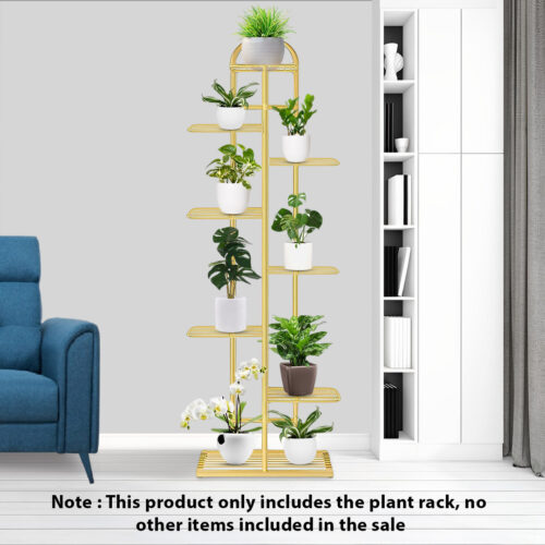 2x 8 Tier 9 Pots Gold Metal Plant Stand Flowerpot Display Shelf Rack Indoor Decor - Image 2