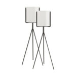 2x 80cm Tripod Flower Pot Plant Stand with White Flowerpot Holder Rack Indoor Display