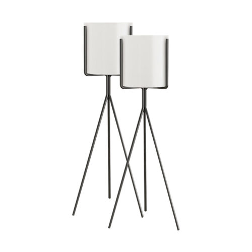 2x 80cm Tripod Flower Pot Plant Stand with White Flowerpot Holder Rack Indoor Display