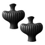 2x 28X30cm Large Ornament Black Vases Countertop Porch Crafts Decor
