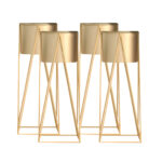 4x 50cm Gold Metal Plant Stand with Gold Flower Pot Holder Corner Shelf Rack Display